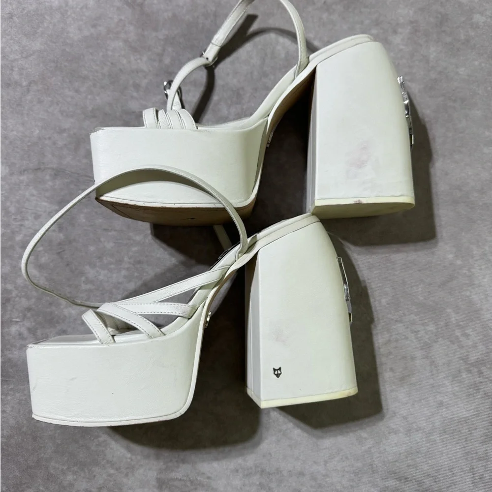 Naked Wolfe Cream Platform Heels